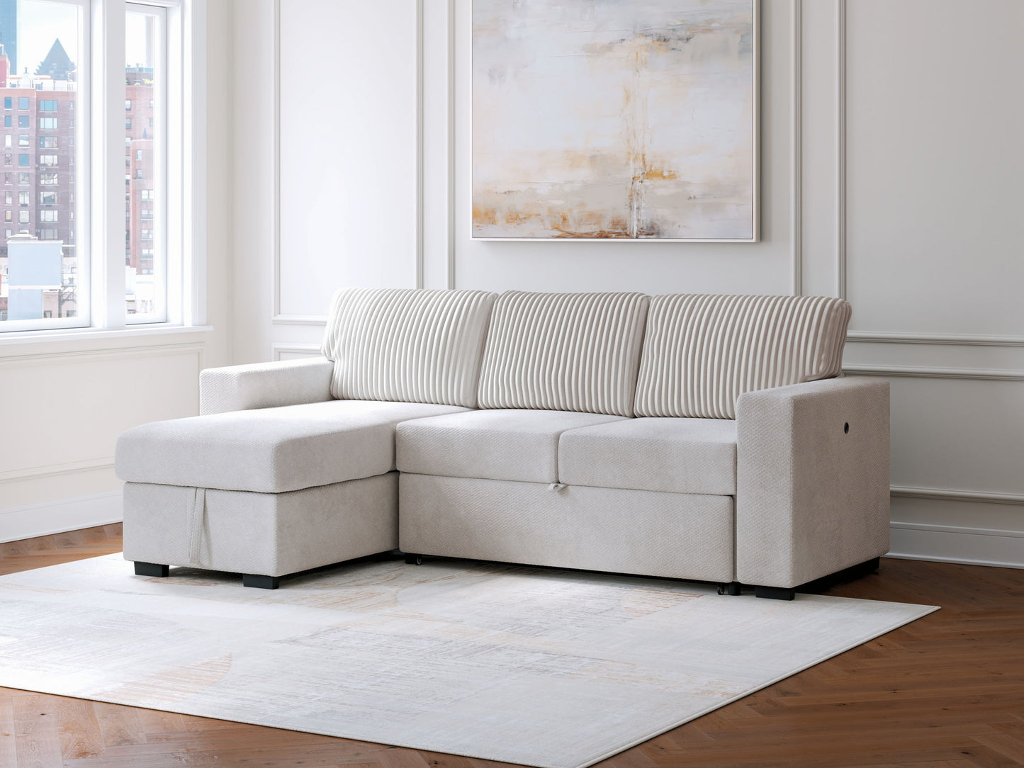 Wohlen - Alloy - 2 - Piece Sectional With Pop Up Sleeper And LAF Corner Chaise - Hornell Furniture Outlet