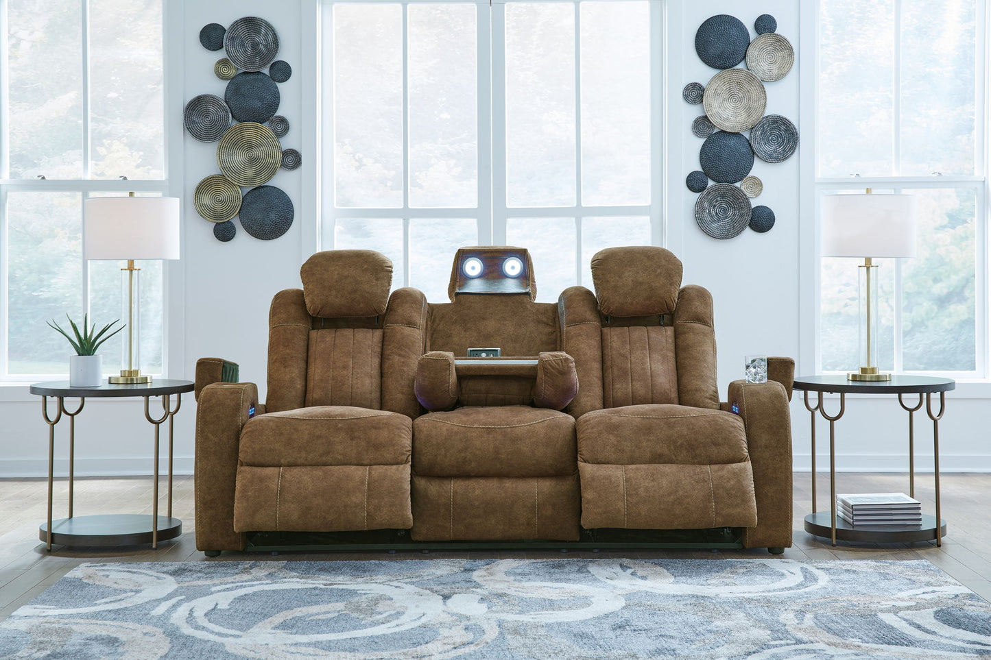 Wolfridge - Brindle - Power Reclining Sofa With Adj Headrest - Hornell Furniture Outlet