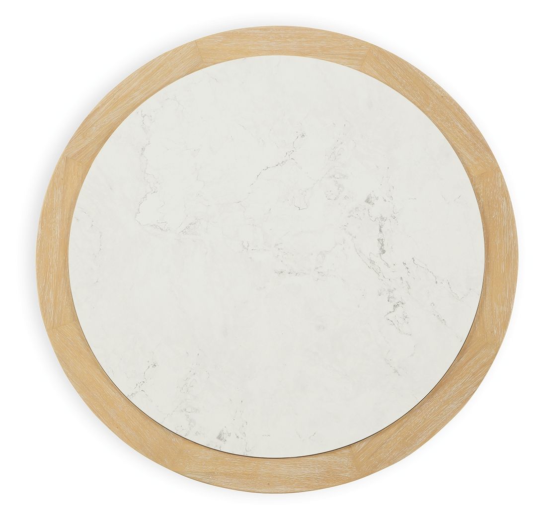 Camdill - Light Brown / White - Round Cocktail Table - Hornell Furniture Outlet