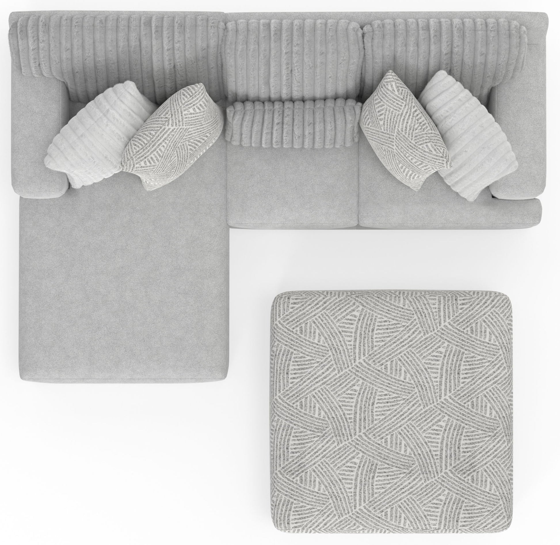 Logan - Upholstered Sectional With Comfort Coil Seating - 46" Cocktail Ottoman And Accent Pillows Included - Hornell Furniture Outlet