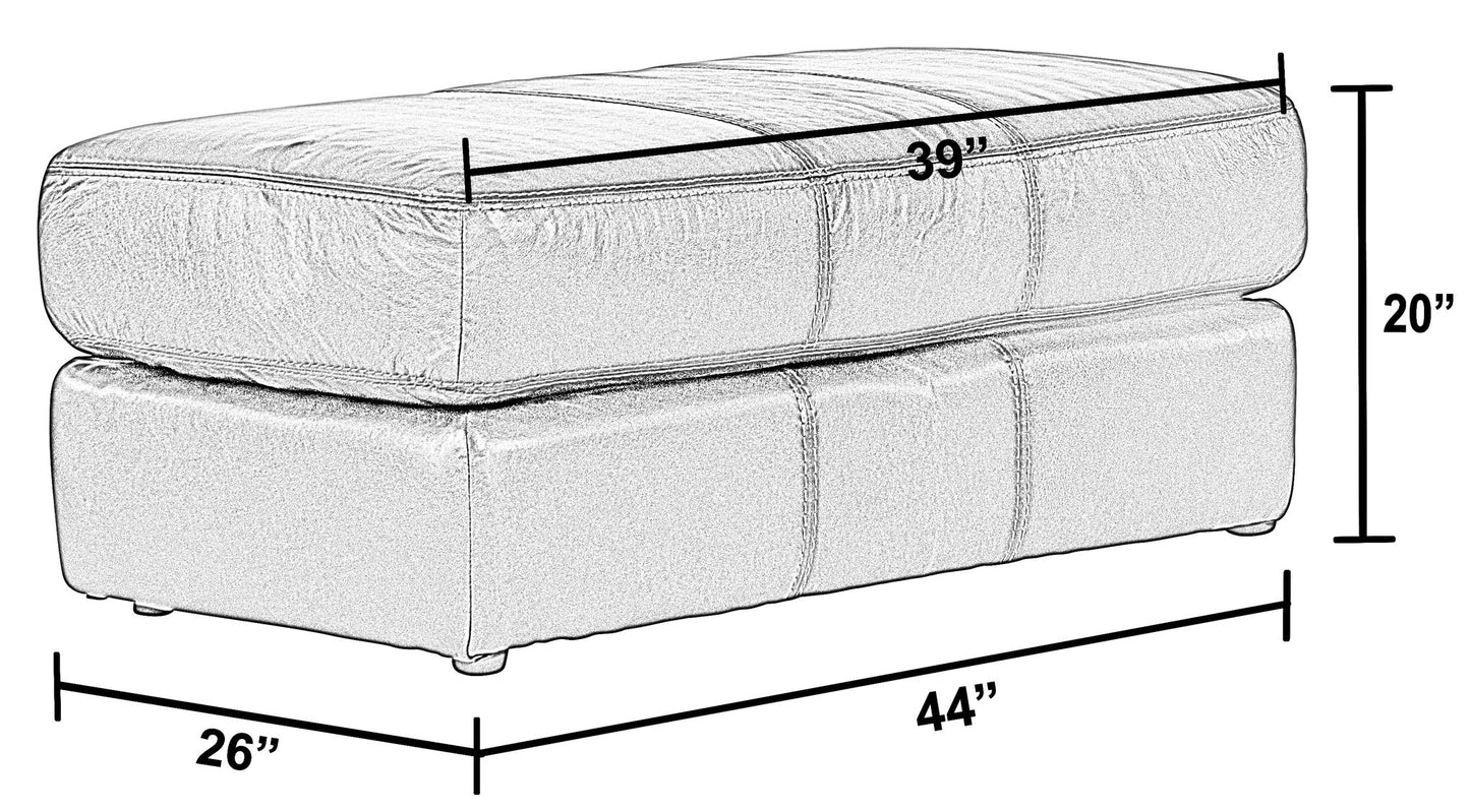 Pavia - Top Grain Italian Leather Match Ottoman - Cocoa - Hornell Furniture Outlet