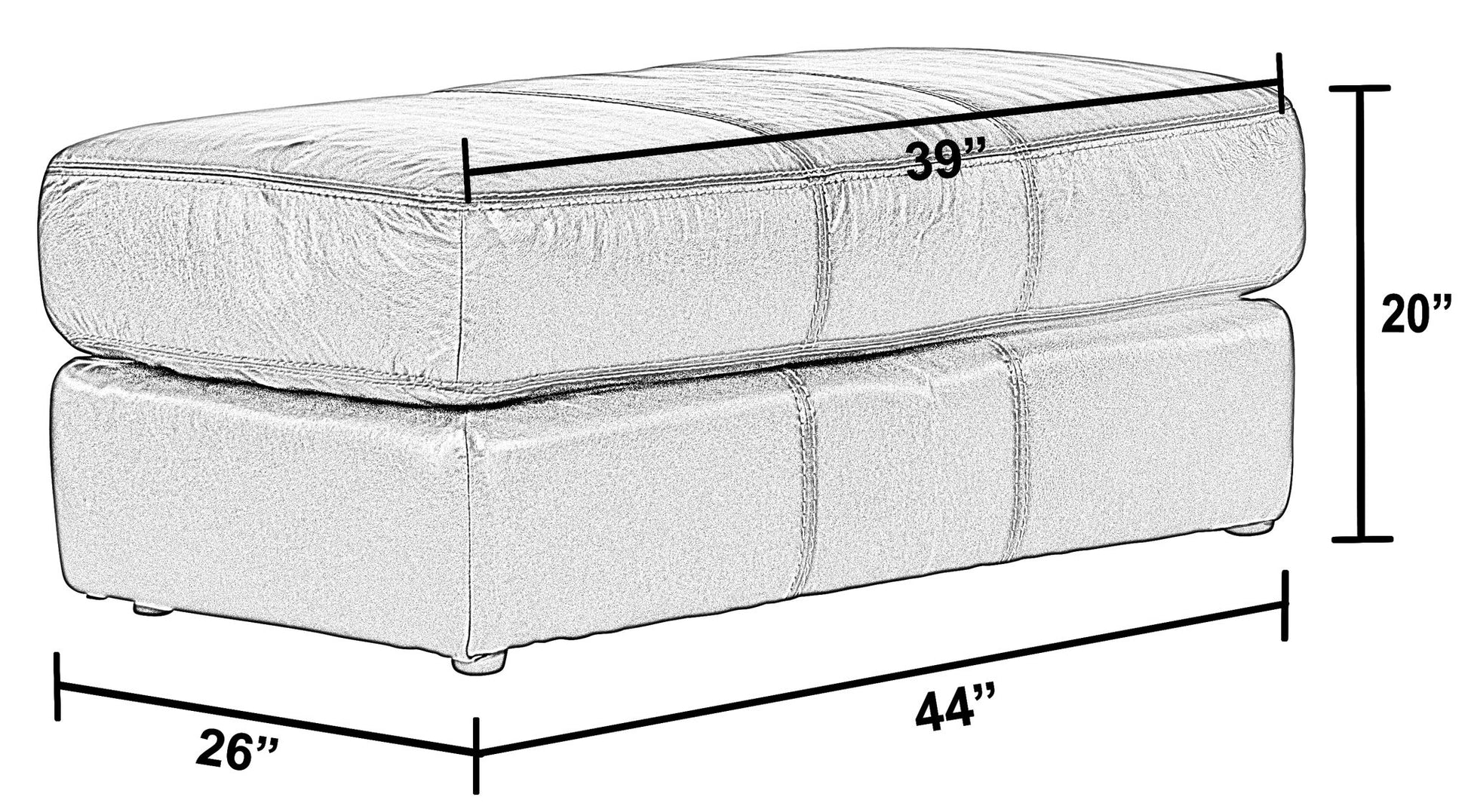 Pavia - Top Grain Italian Leather Match Ottoman - Cocoa - Hornell Furniture Outlet