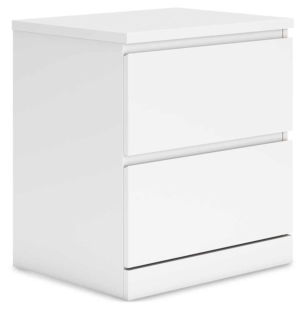 Onita - White - Two Drawer Night Stand - Hornell Furniture Outlet