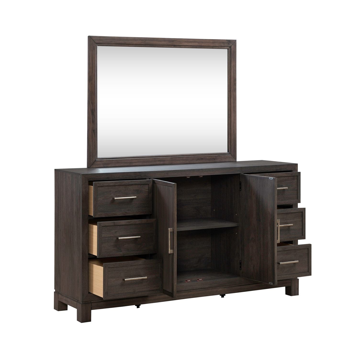 Modern Edge - Dresser & Mirror - Brown - Hornell Furniture Outlet