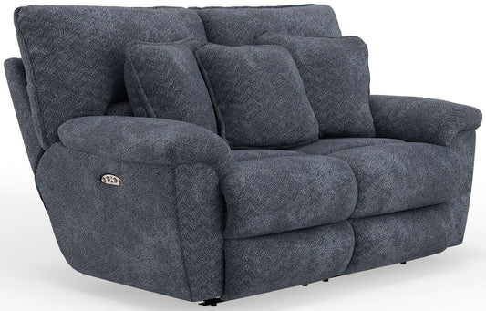 Paxon - Deep Seat Power Reclining Loveseat With Power Adjustable Headrest - Smoke - Hornell Furniture Outlet