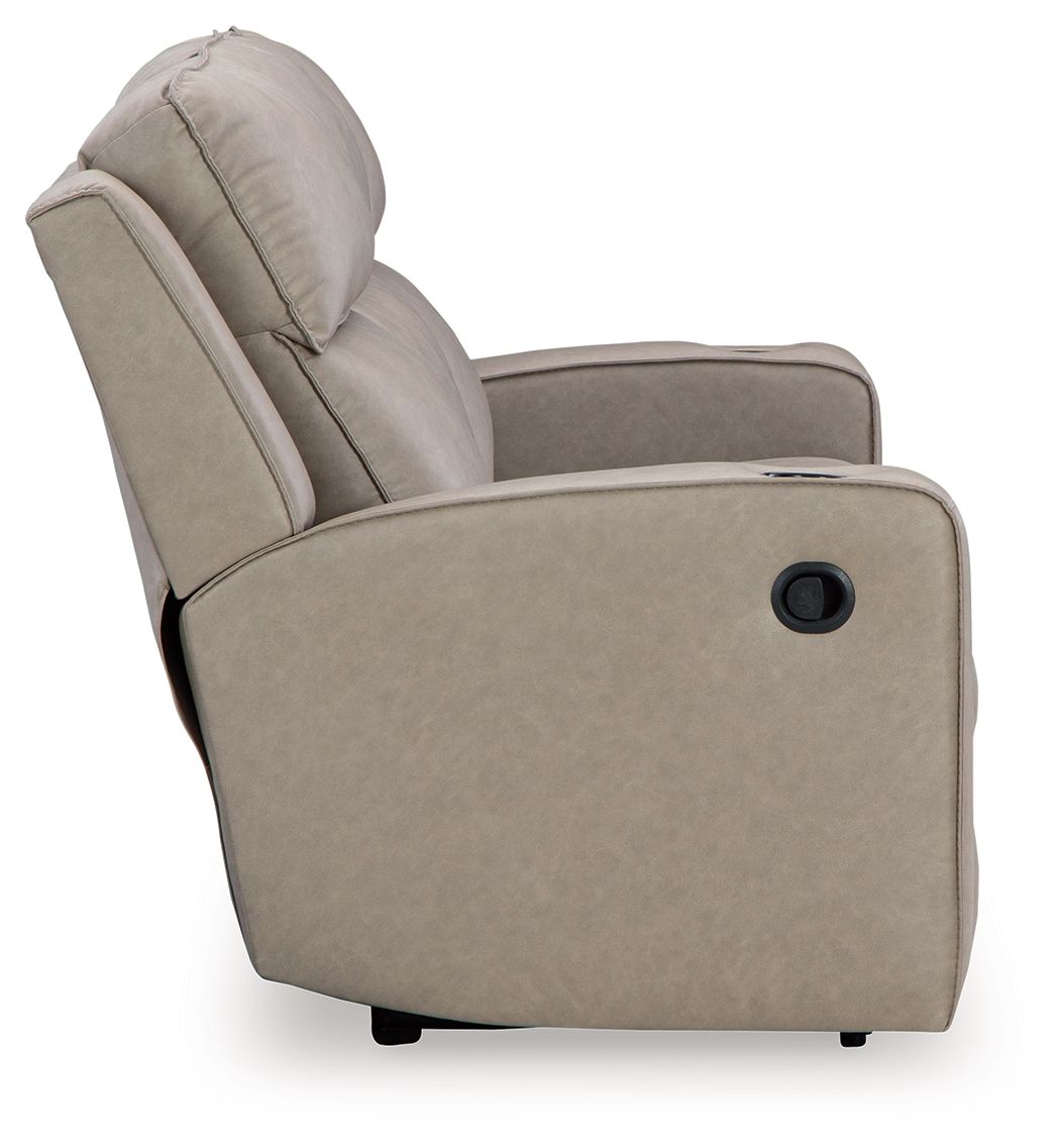 Lavenhorne - Pebble - Rec Sofa W/Drop Down Table - Hornell Furniture Outlet