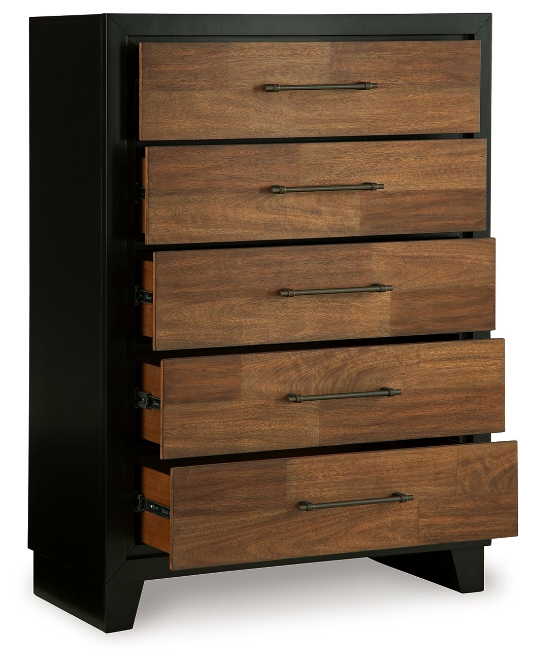 Kraeburn - Brown / Black - Five Drawer Chest - Hornell Furniture Outlet