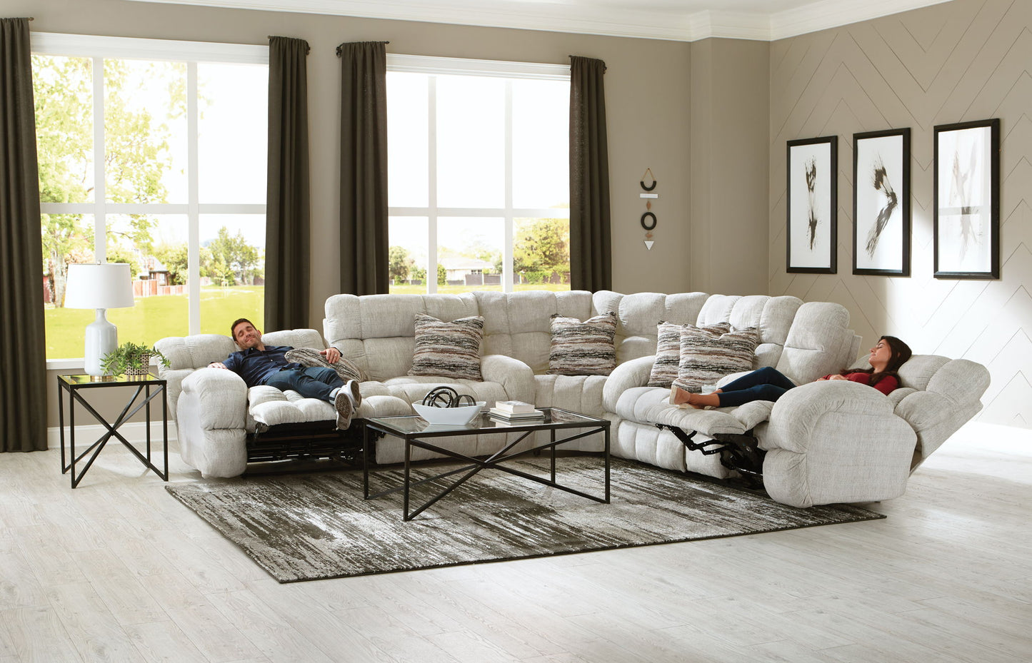 Ashland - Reclining Sectional With 4 Lay Flat Reclining Seats - Hornell Furniture Outlet