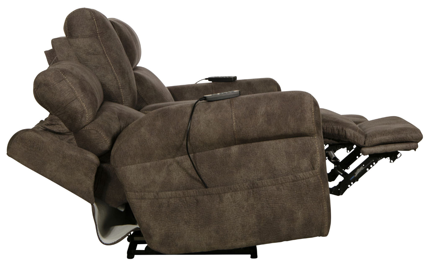 Tranquility - Power Headrest Power Lay Flat Reclining Cons Loveseat With CR3 Heat / Massage / Lumbar - Pewter - Hornell Furniture Outlet