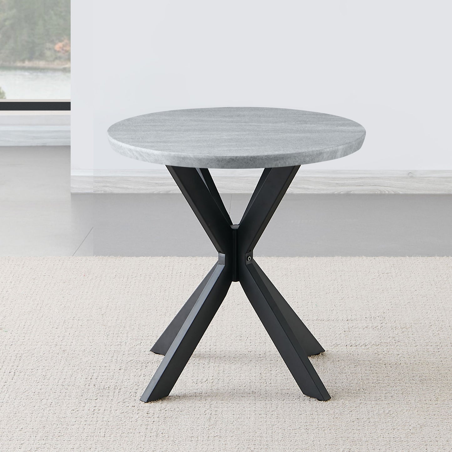 Keyla - Faux Marble Round End Table - Gray - Hornell Furniture Outlet