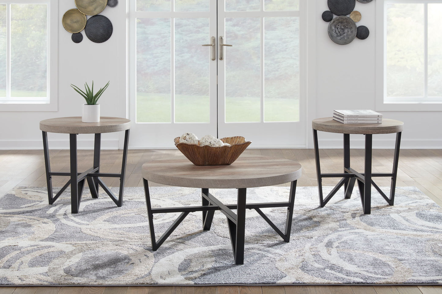 Deanlee - Grayish Brown / Black - Occasional Table Set (Set of 3) - Hornell Furniture Outlet