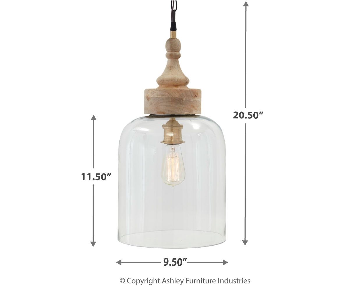 Faiz - Transparent - Glass Pendant Light - Hornell Furniture Outlet