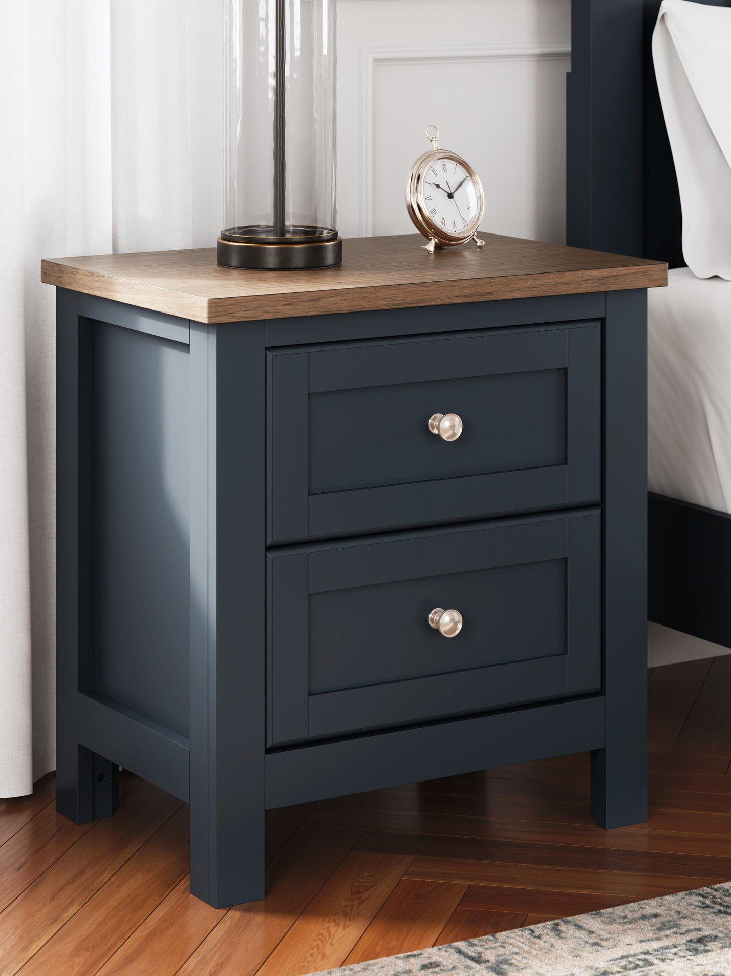 Landocken - Brown / Blue - Two Drawer Night Stand - Hornell Furniture Outlet