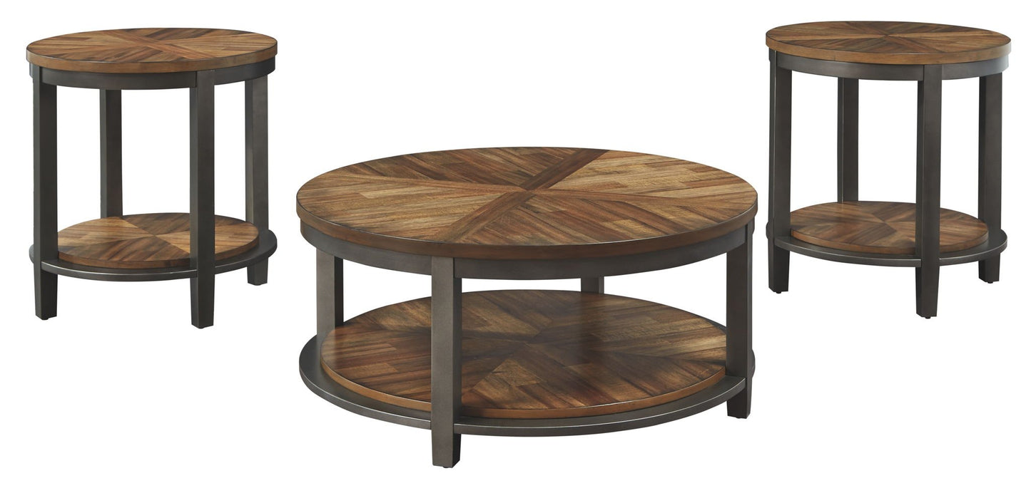 Roybeck - Light Brown / Bronze - Occasional Table Set (Set of 3) - Hornell Furniture Outlet