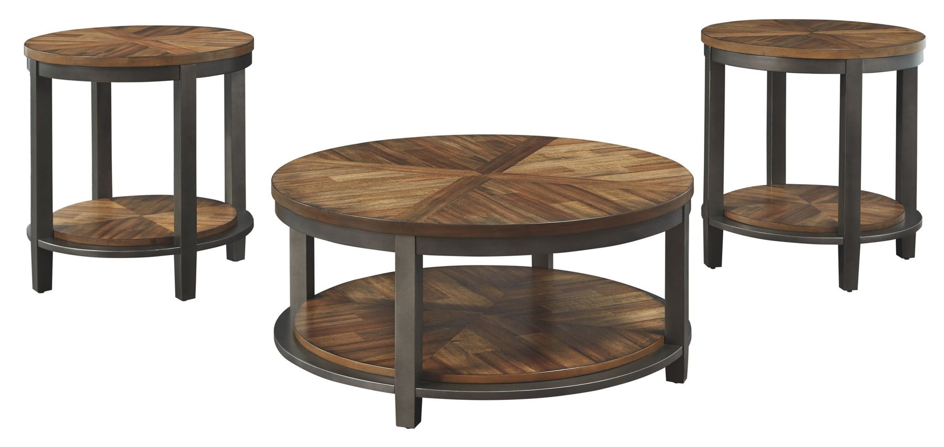 Roybeck - Light Brown / Bronze - Occasional Table Set (Set of 3) - Hornell Furniture Outlet
