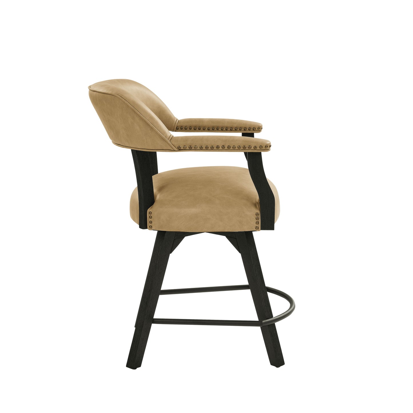 Rylie - Counter Captains Chair Vegan Leather - Black / Sand - Hornell Furniture Outlet