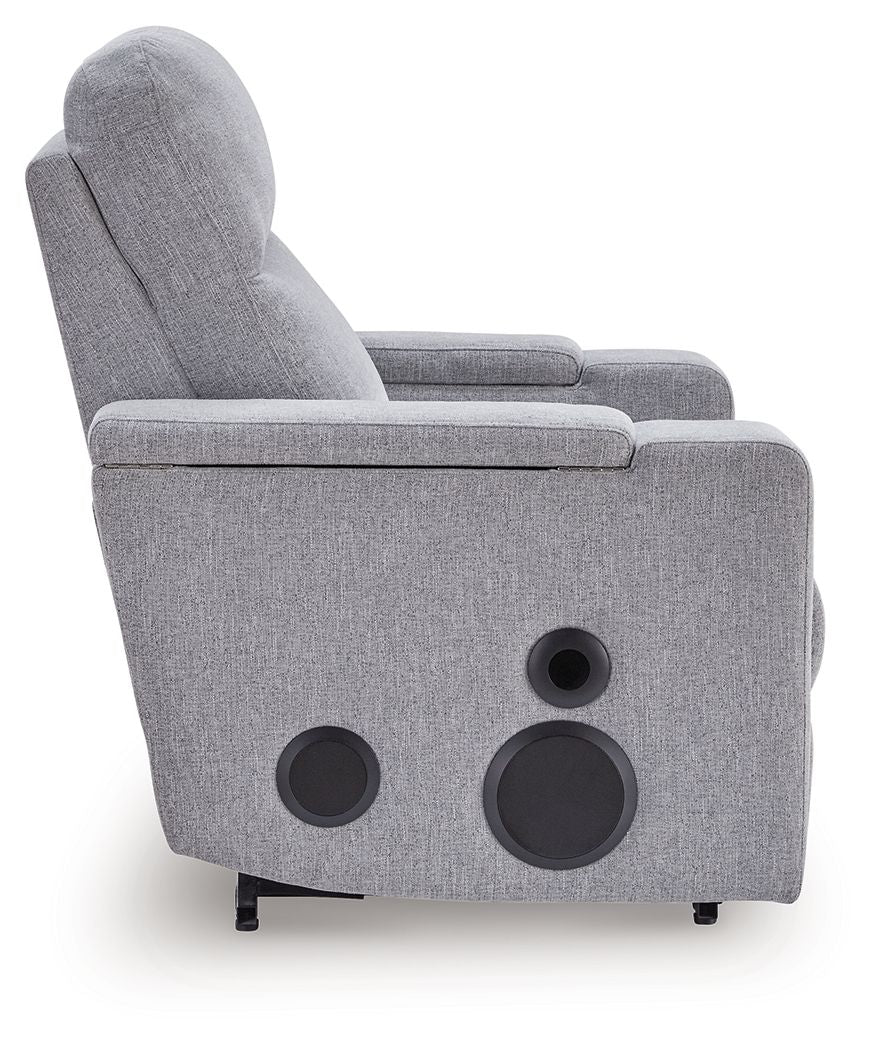Pineland - Pewter - Glider Power Recliner With Audio System - Hornell Furniture Outlet