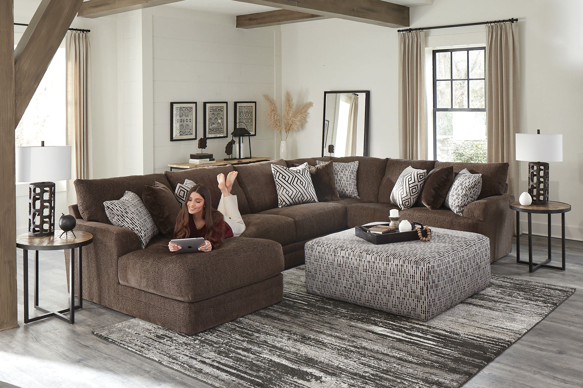 Galaxy - Sectional And Cocktail Ottoman - Hornell Furniture Outlet