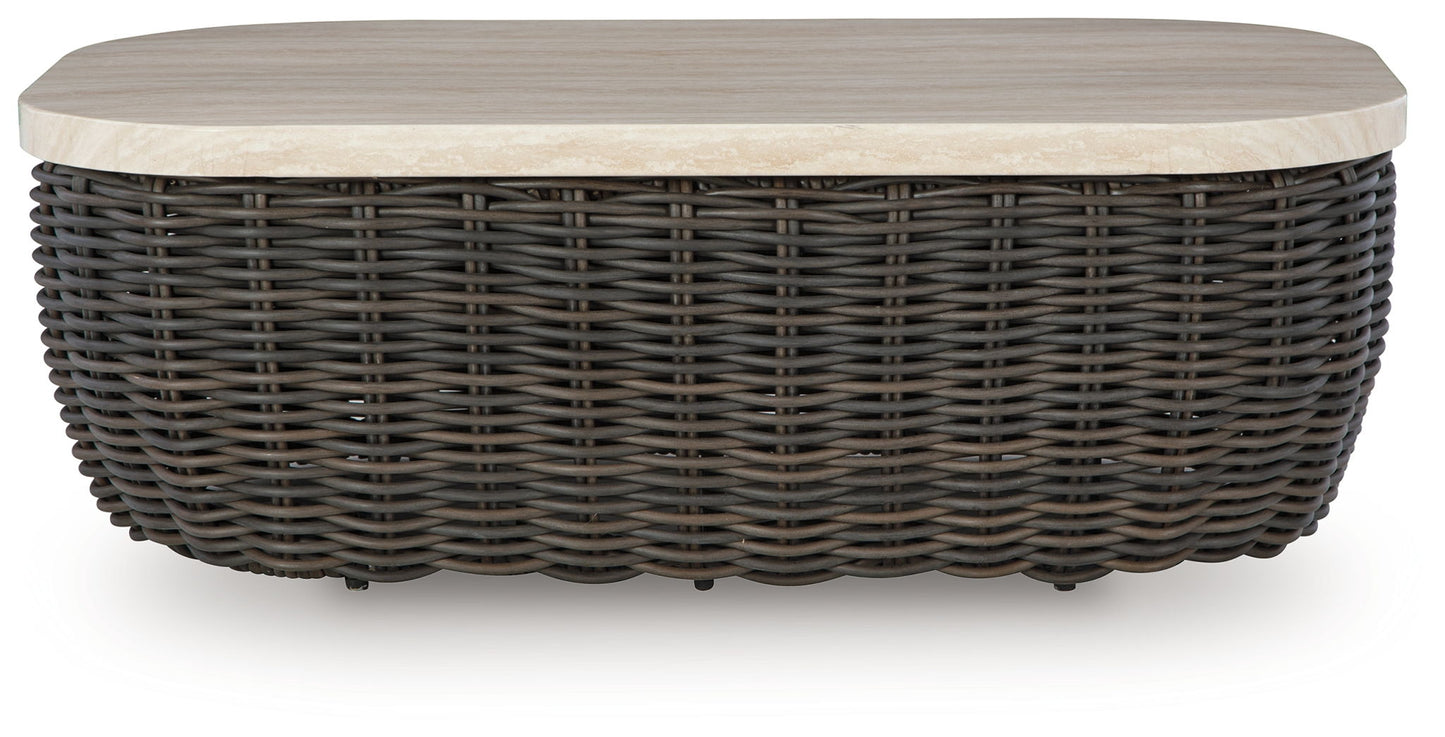 Kimora - Beige / Dark Brown - Rectangular Cocktail Table - Hornell Furniture Outlet
