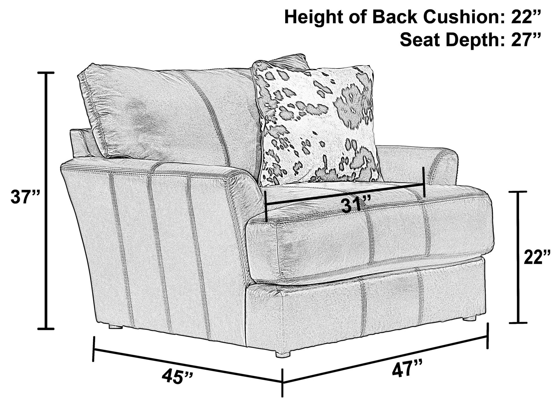 Pavia - Top Grain Italian Leather Chair With Cuddler Cushions - Cocoa - Hornell Furniture Outlet