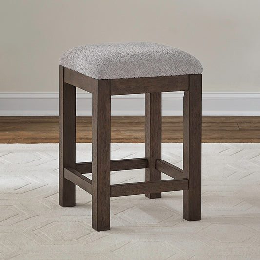 Cascade Falls - Upholstered Console Stool - Satin Espresso / Gray - Hornell Furniture Outlet