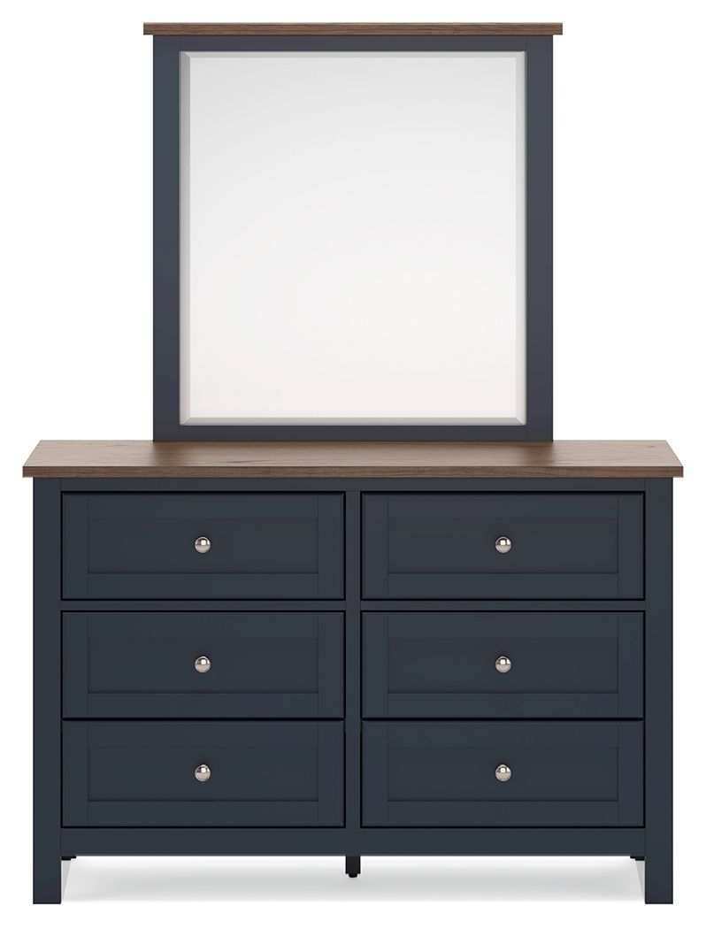Landocken - Brown / Blue - Dresser and Mirror - Hornell Furniture Outlet