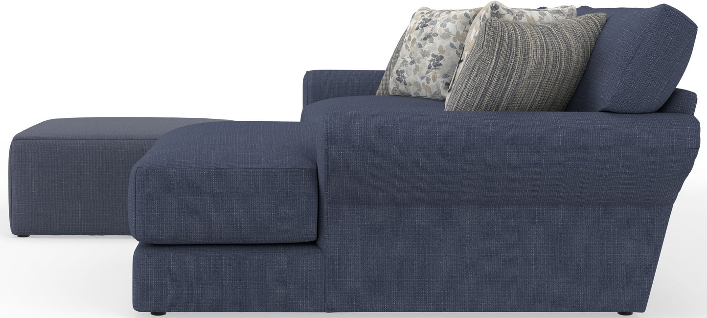 Cape May - Sofa Chaise With Comfort Coil Seating, 41" Cocktail Ottoman And 5 Accent Pillows Included - Hornell Furniture Outlet