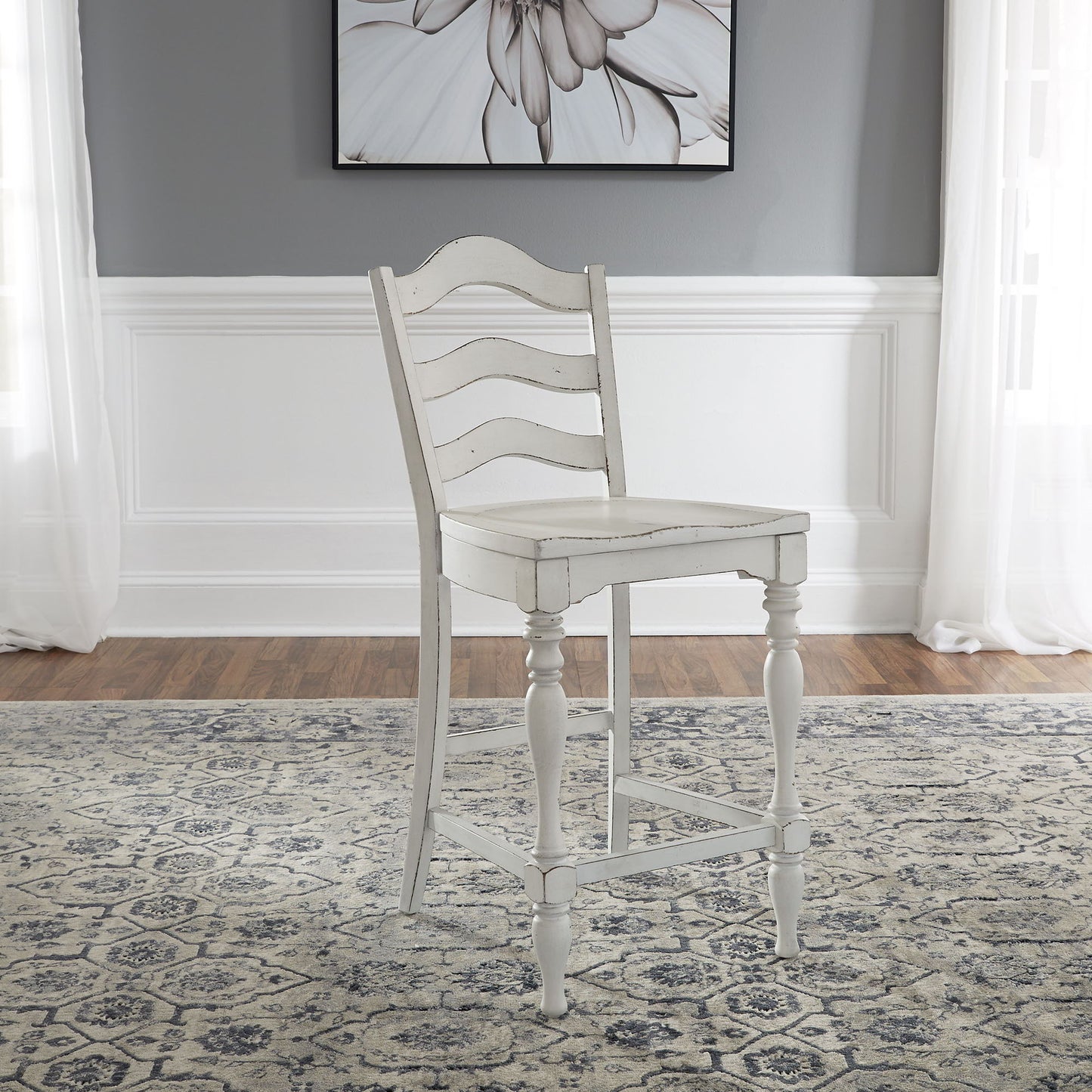 Magnolia Manor - Ladder Back Counter Chair - White - Hornell Furniture Outlet