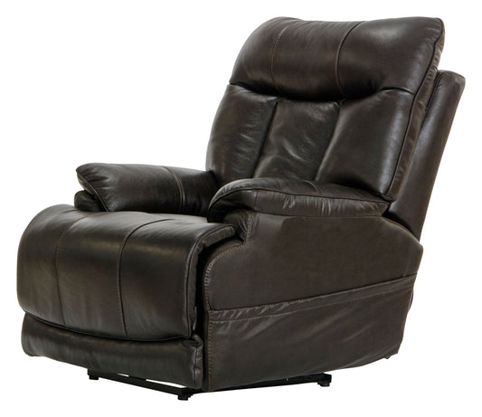Naples - Power Lay Flat Recliner With Extended Ottoman - Chocolate - Hornell Furniture Outlet