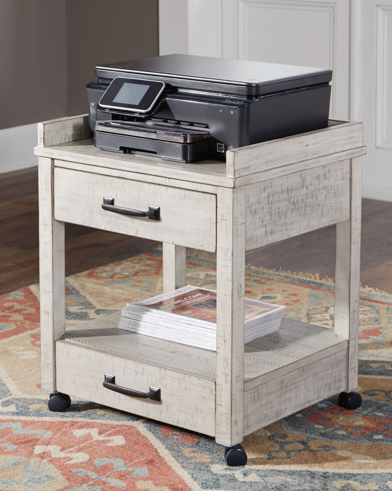 Carynhurst - Whitewash - Printer Stand - Hornell Furniture Outlet