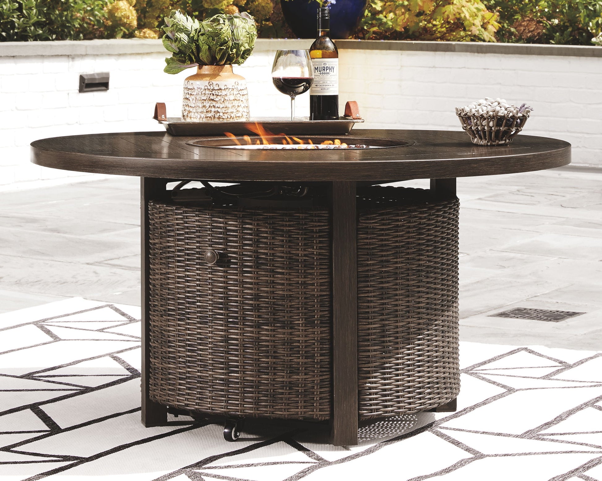 Paradise Trail - Medium Brown - Round Fire Pit Table - Hornell Furniture Outlet