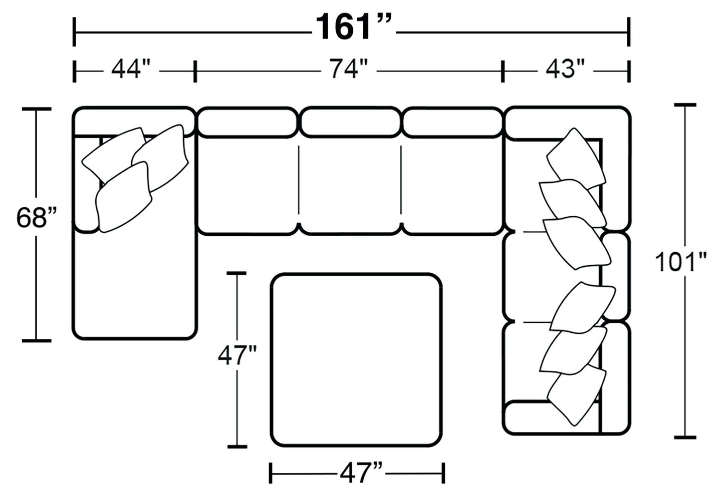 Glacier - Sectional With Cocktail Ottoman - Hornell Furniture Outlet