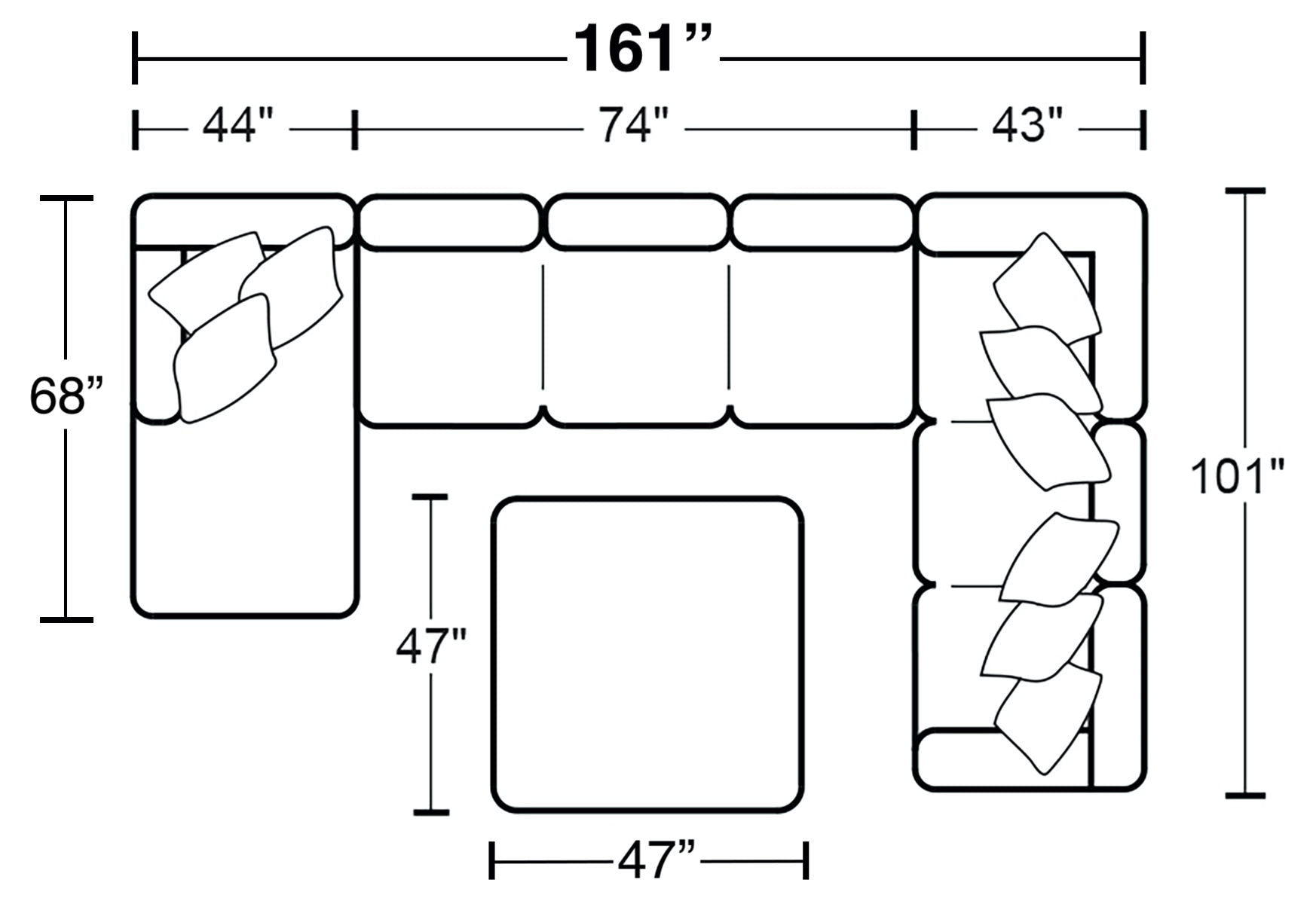 Glacier - Sectional With Cocktail Ottoman - Hornell Furniture Outlet