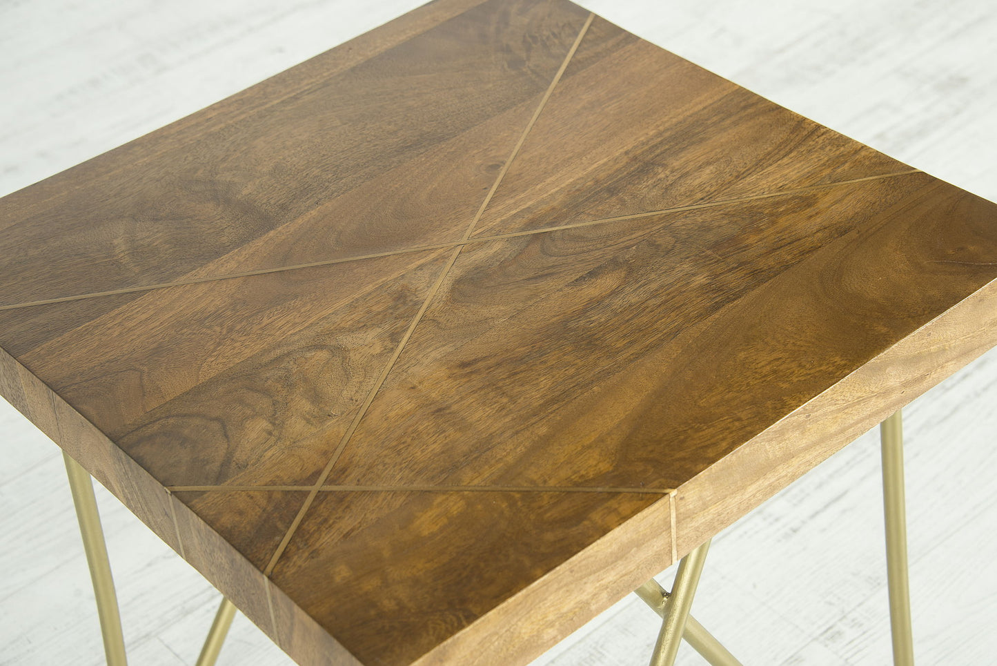Walter - Brass Inlay End Table - Brown - Hornell Furniture Outlet