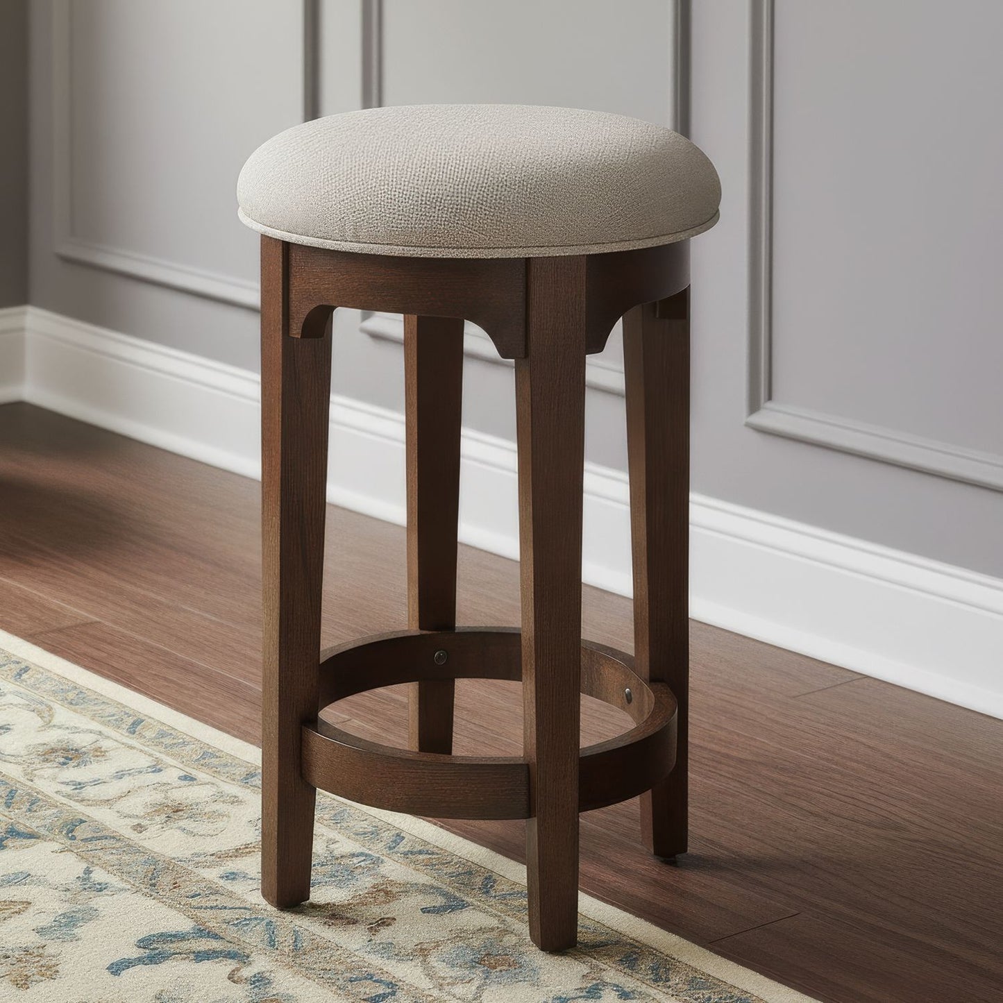 Arden Road - Upholstered Console Stool (RTA) - Cherry - Hornell Furniture Outlet