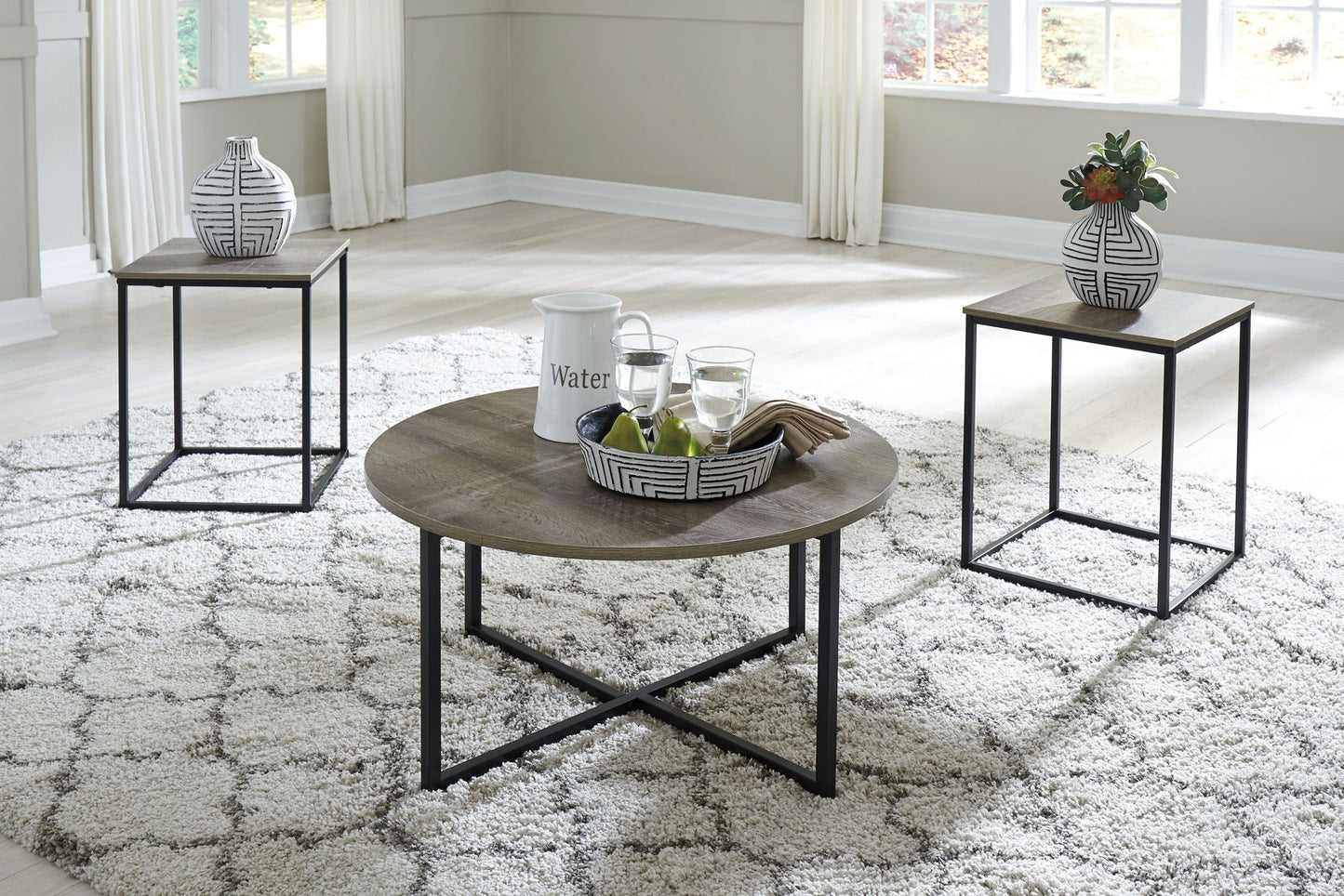 Wadeworth - Occasional Table Set (Set of 3) - Brown / Beige - Hornell Furniture Outlet