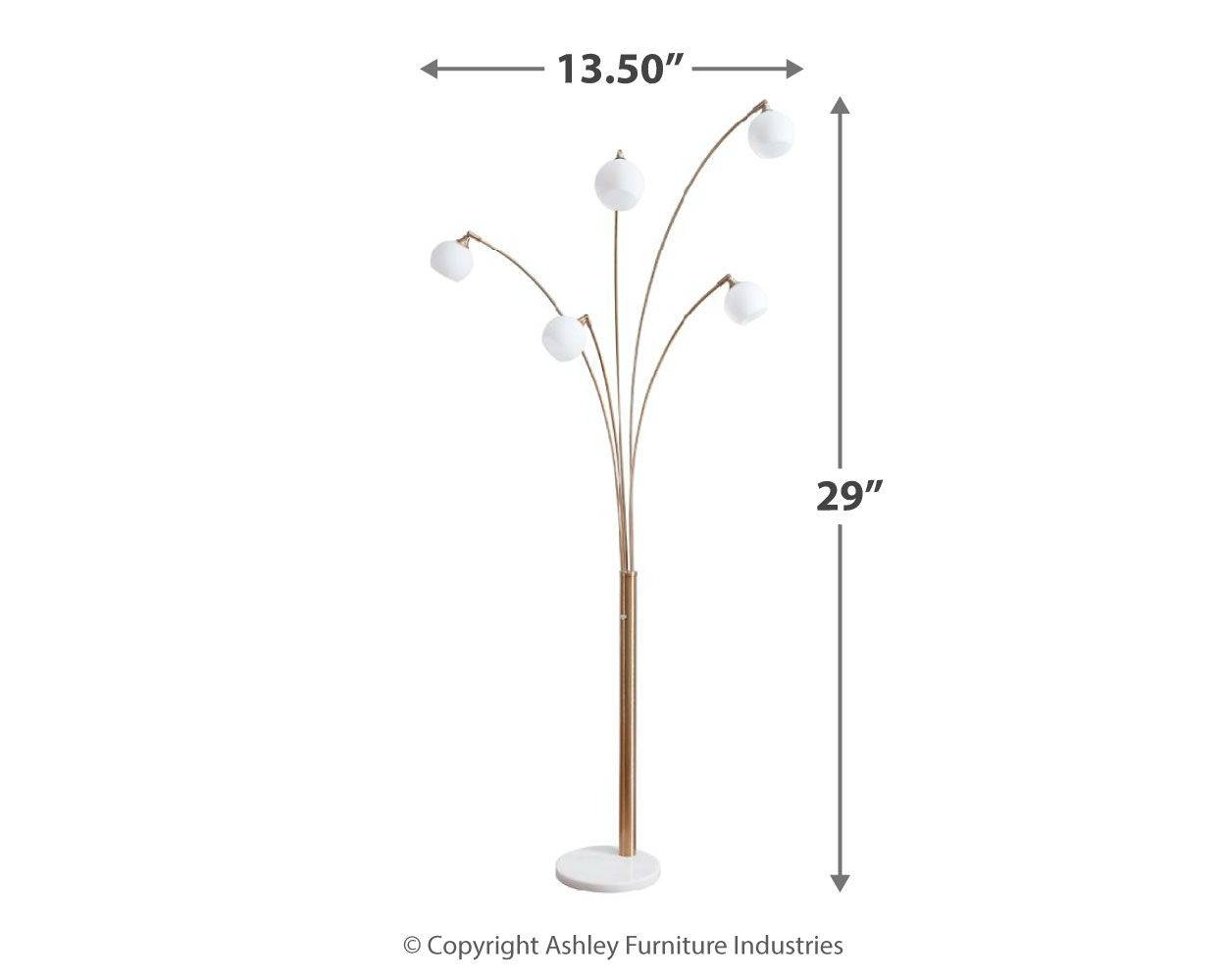 Taliya - Champagne / White - Metal Arc Lamp - Hornell Furniture Outlet