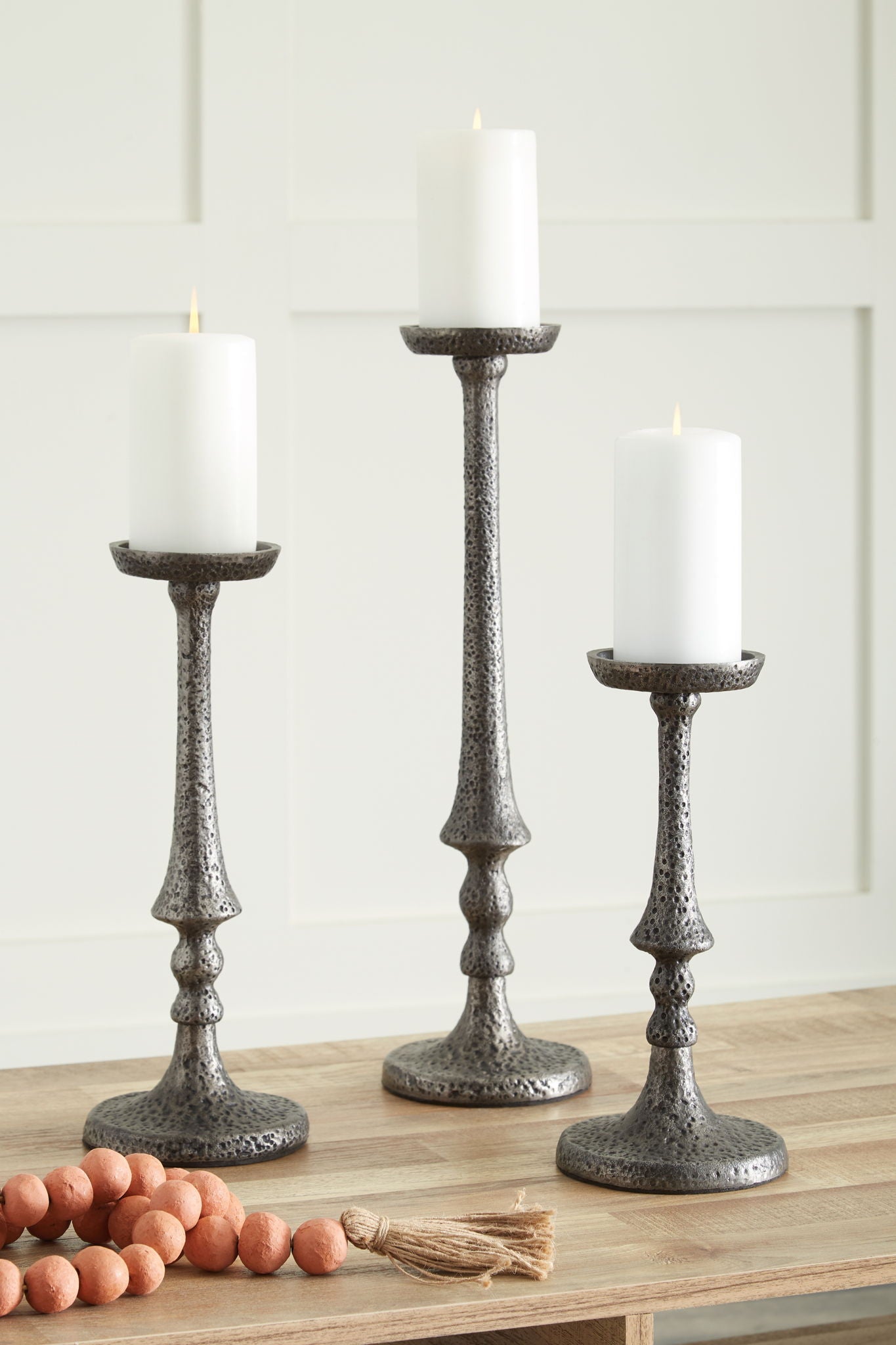 Eravell - Pewter Finish - Candle Holder Set (Set of 3) - Hornell Furniture Outlet