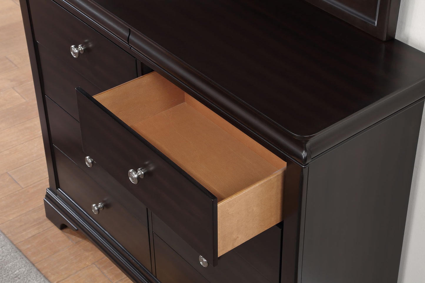 Dominique - 2 Piece Dresser And Mirror - Dark Brown - Hornell Furniture Outlet