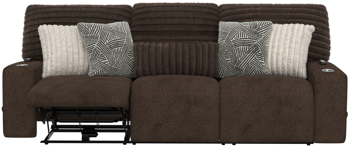 Zen - Power Reclining Sofa With CR3 Heat/Massage/Zero Gravity - Chocolate - Hornell Furniture Outlet