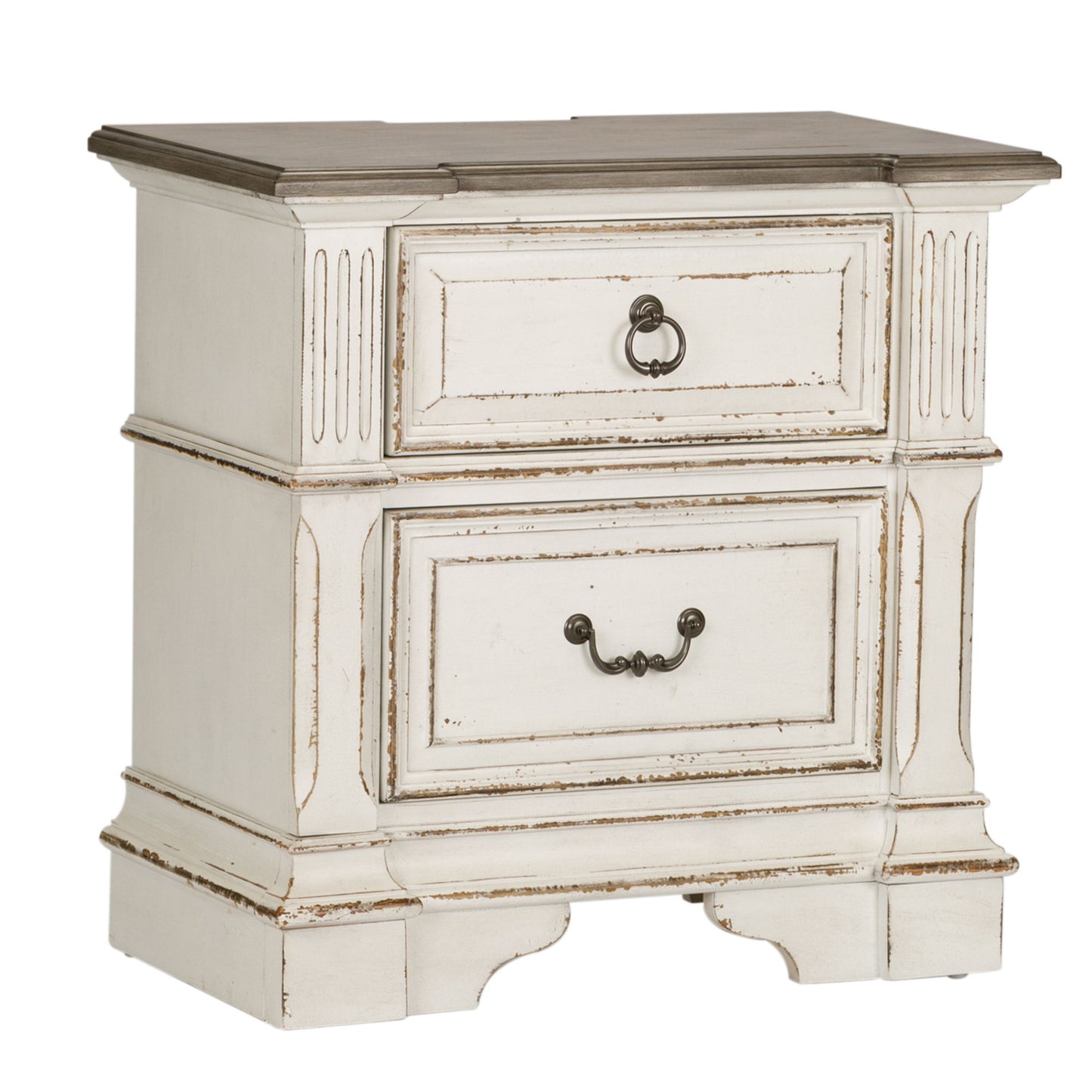 Abbey Park - 2 Drawer Nightstand With Charging Station - White - Hornell Furniture Outlet