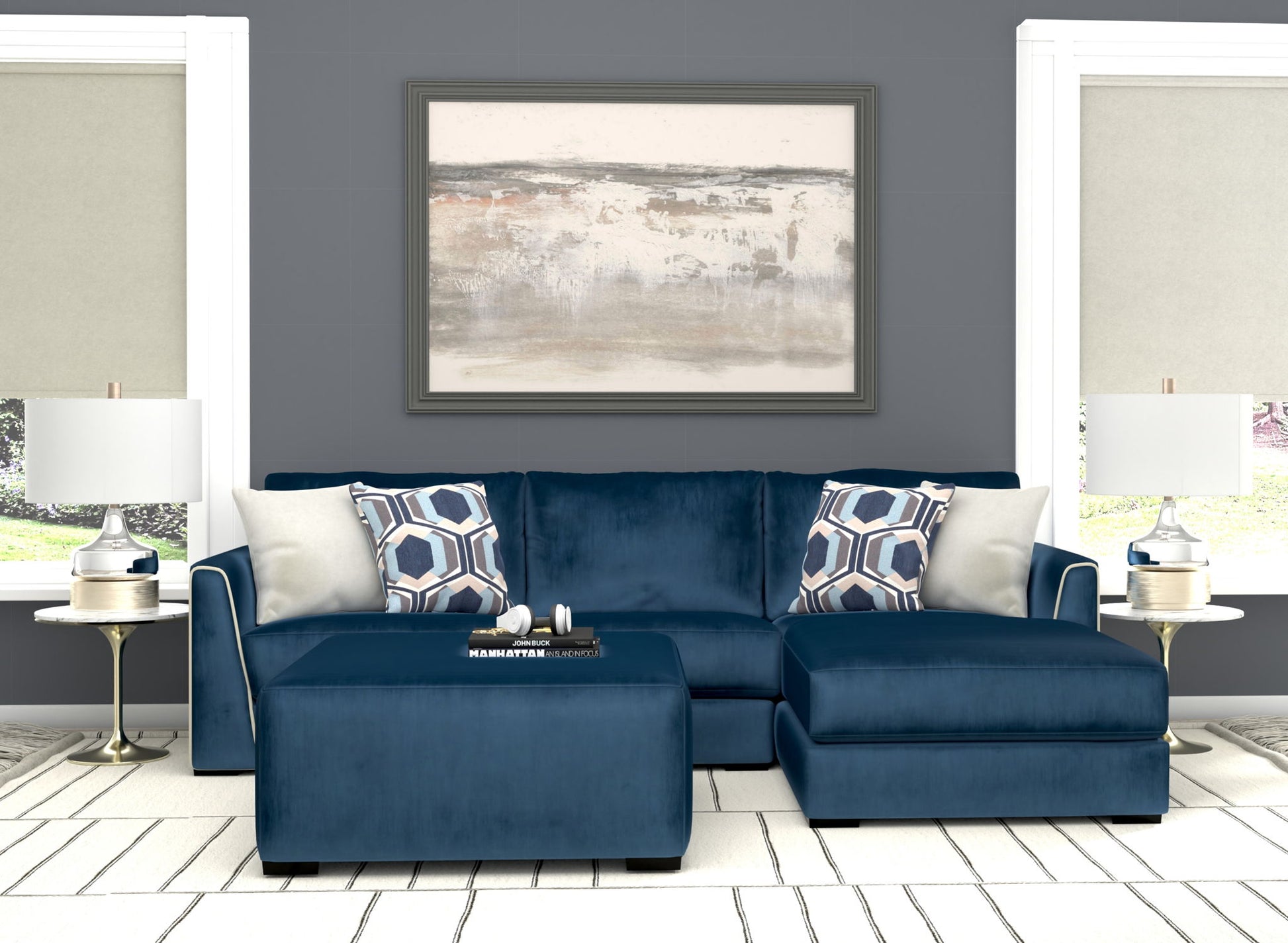 Jetson - Sectional With Comfort Coil Seat Cushions, Included Accent Pillows & Cocktail Ottoman - Hornell Furniture Outlet