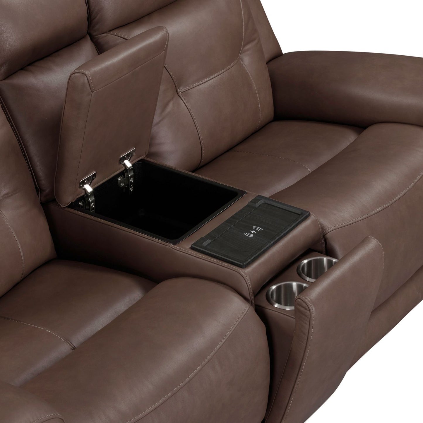 Beckham - Loveseat With Console P2 & ZG - Brown - Hornell Furniture Outlet