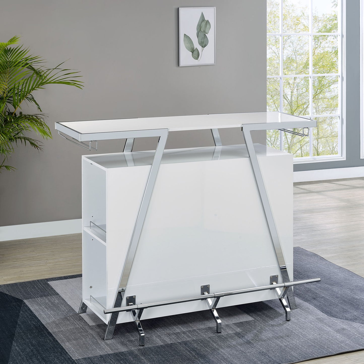 Zena - Bar With Led Lights - White - Hornell Furniture Outlet