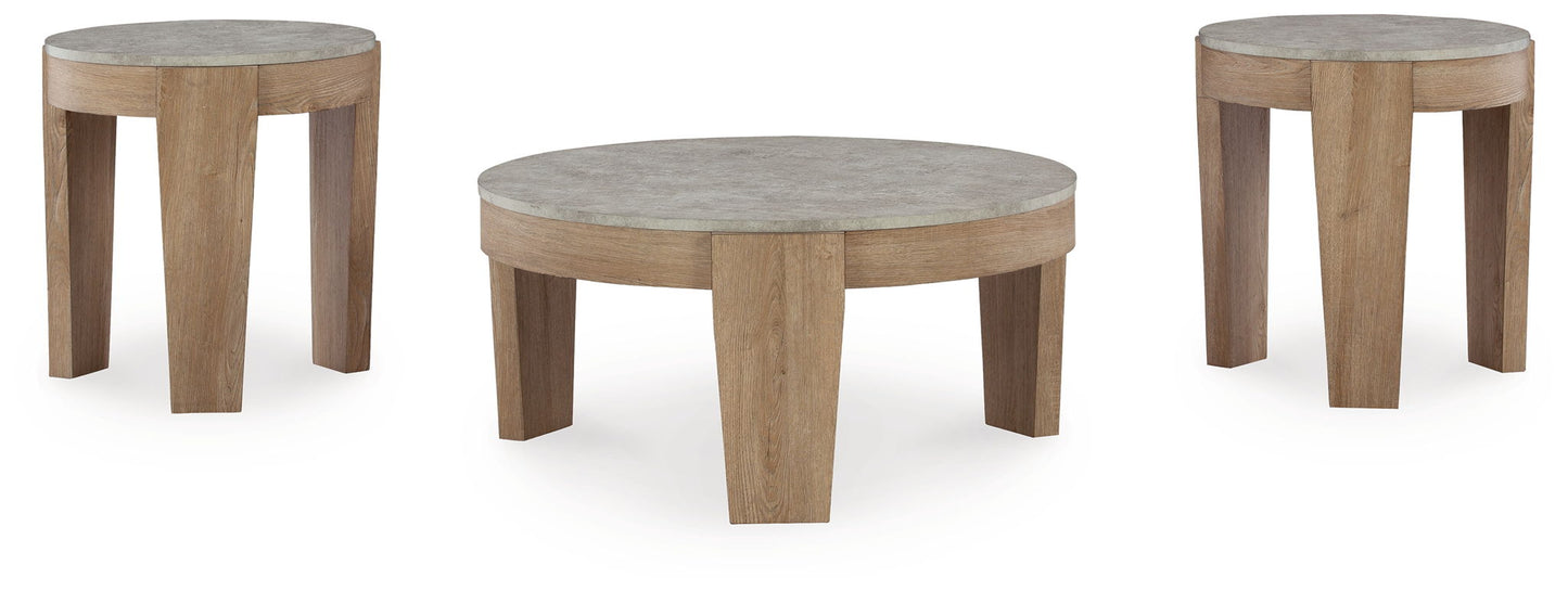 Guystone - Light Brown - Occasional Table Set (Set of 3) - Hornell Furniture Outlet