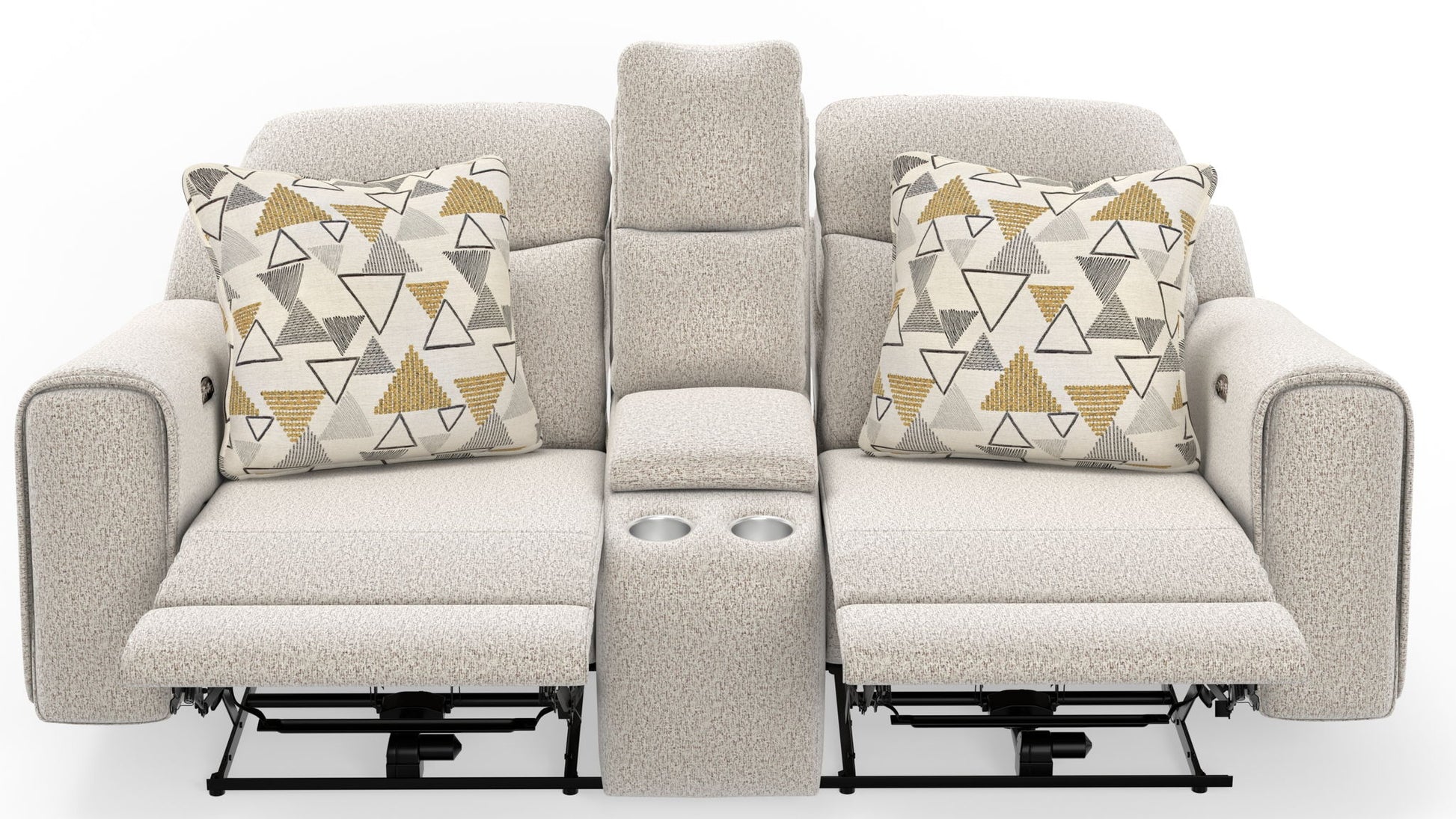 Micah - Power Headrest Power Deep Seat Reclining Console Loveseat - Oatmeal - Hornell Furniture Outlet