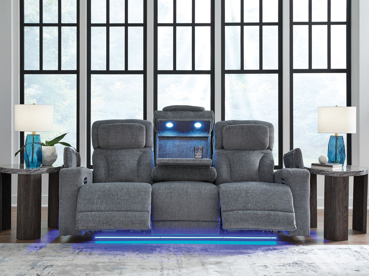 Studio Cave - Steel - Power Reclining Sofa - Hornell Furniture Outlet