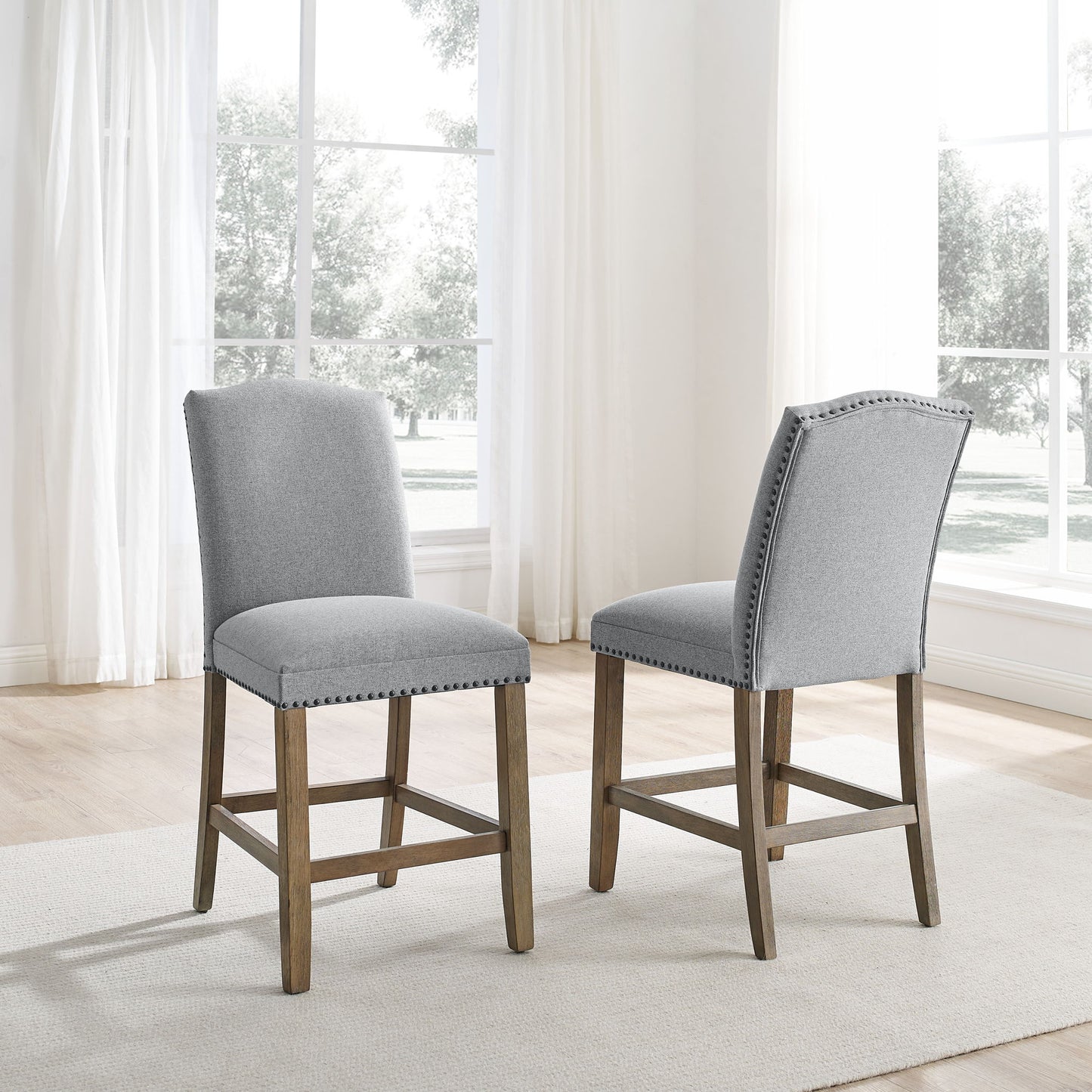 Grayson - Counter Chair With Nailhead (Set of 2) - Dark Gray - Hornell Furniture Outlet