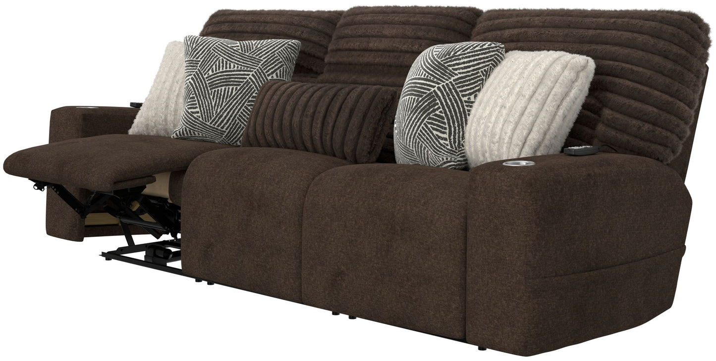Zen - Power Reclining Sofa With CR3 Heat/Massage/Zero Gravity - Chocolate - Hornell Furniture Outlet