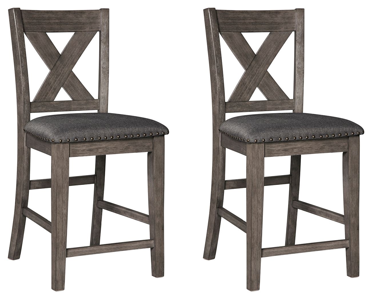 Caitbrook - Gray - Upholstered Barstool (Set of 2) - Hornell Furniture Outlet